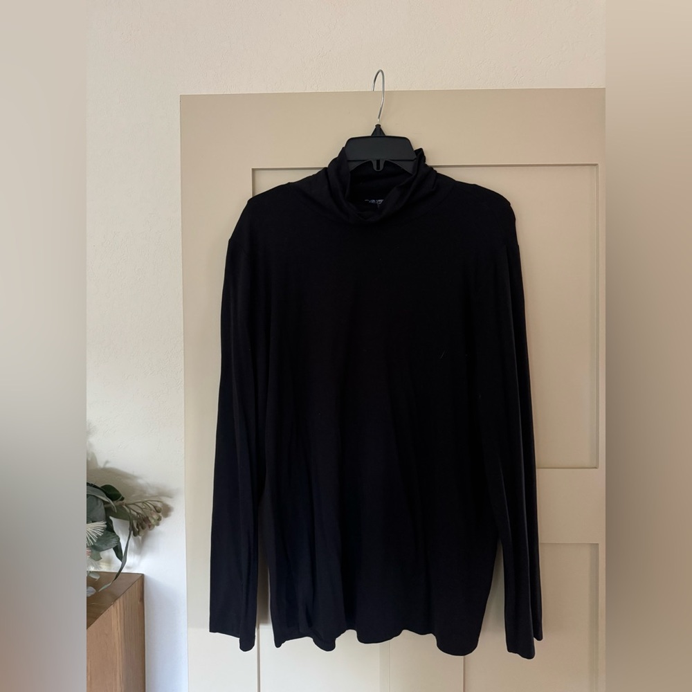 Eileen Fisher XL Black Turtleneck Long Sleeve Basic Top Shirt